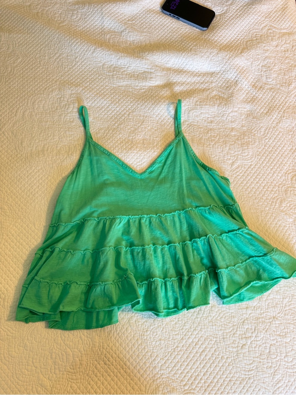 American Eagle Outfitters Green Tiered Ruffle Cami
